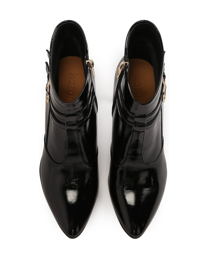 Kazar-Klassische-schwarze-Lacklederstiefel-mit-Stilettoabsatz-schwarz