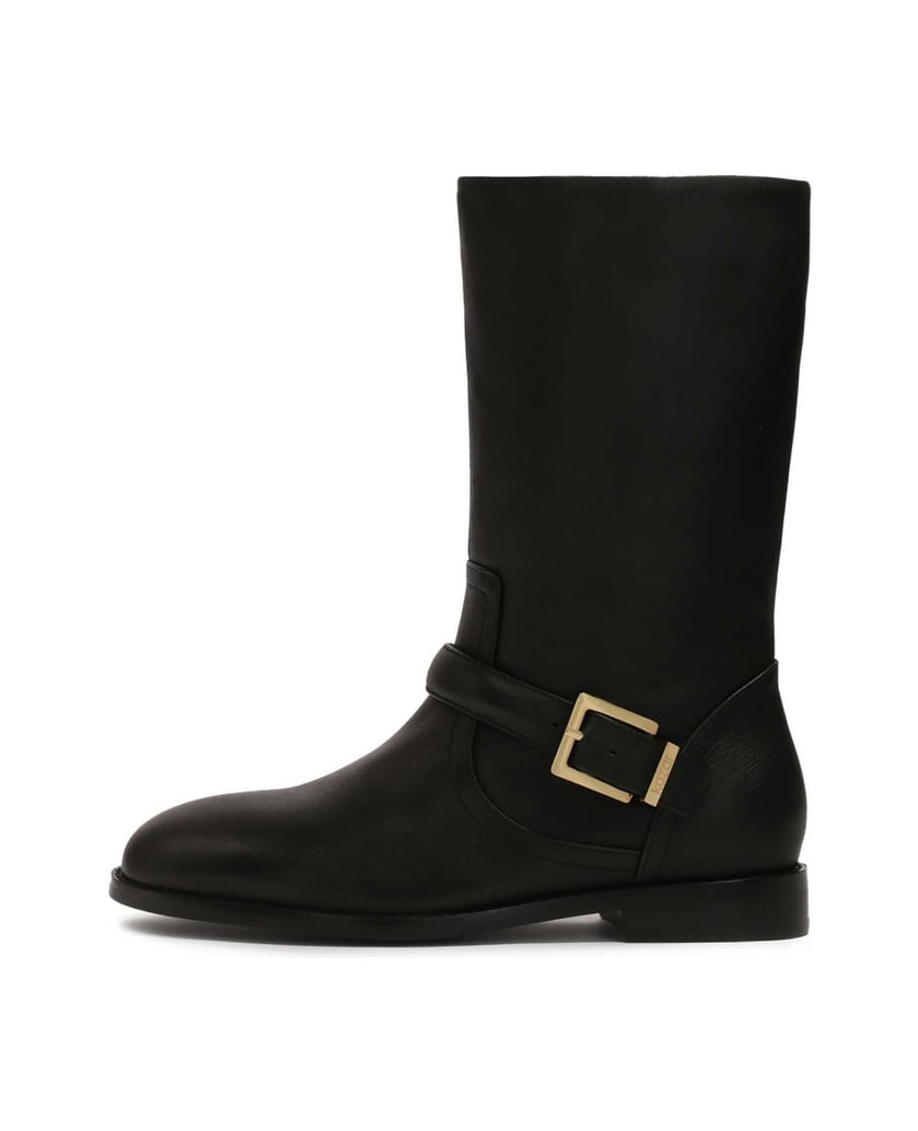 Kazar-Flache-Schlupfstiefel-aus-schwarzem-Leder-schwarz
