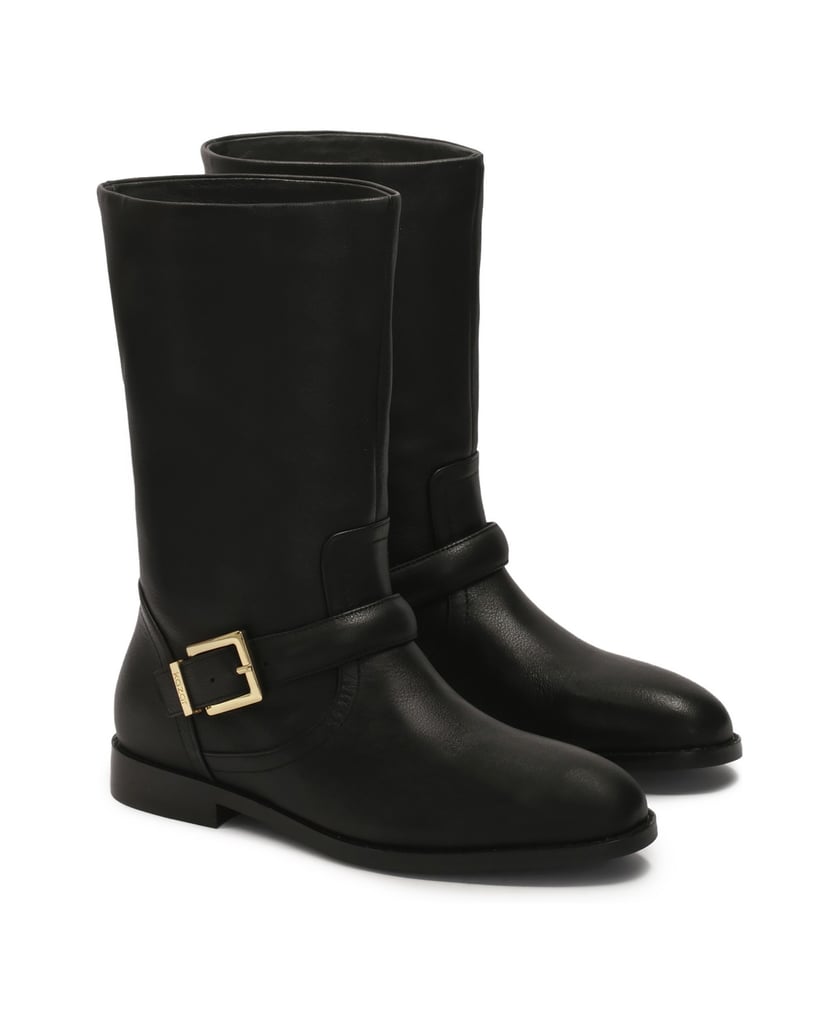 Kazar-Flache-Schlupfstiefel-aus-schwarzem-Leder-schwarz