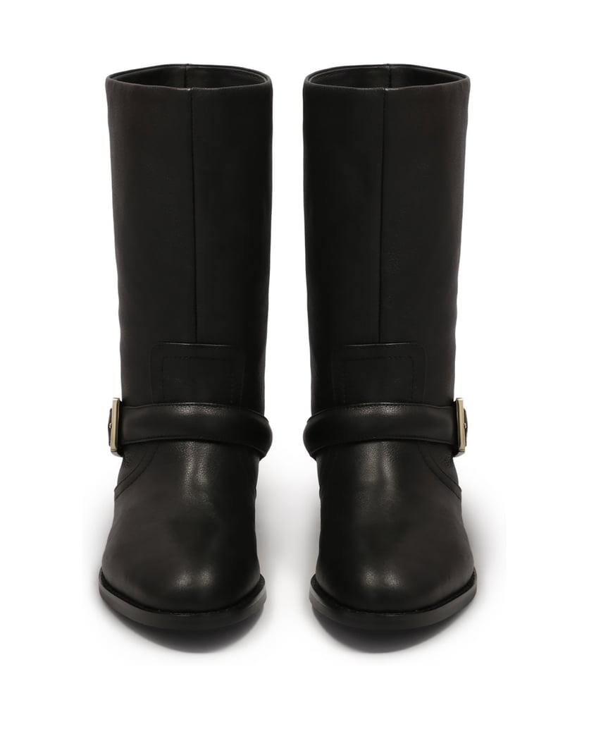 Kazar-Flache-Schlupfstiefel-aus-schwarzem-Leder-schwarz