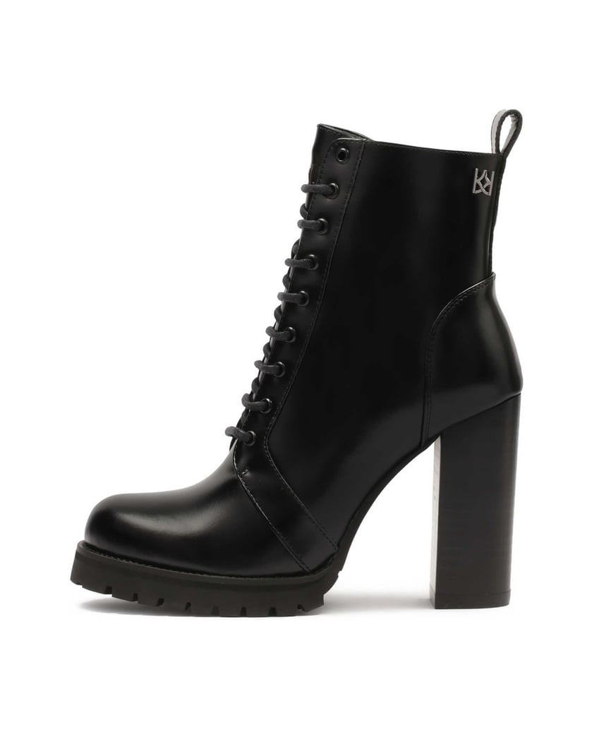 Kazar-Schnürstiefel-aus-Leder-auf-einem-hohen-Pfosten-schwarz
