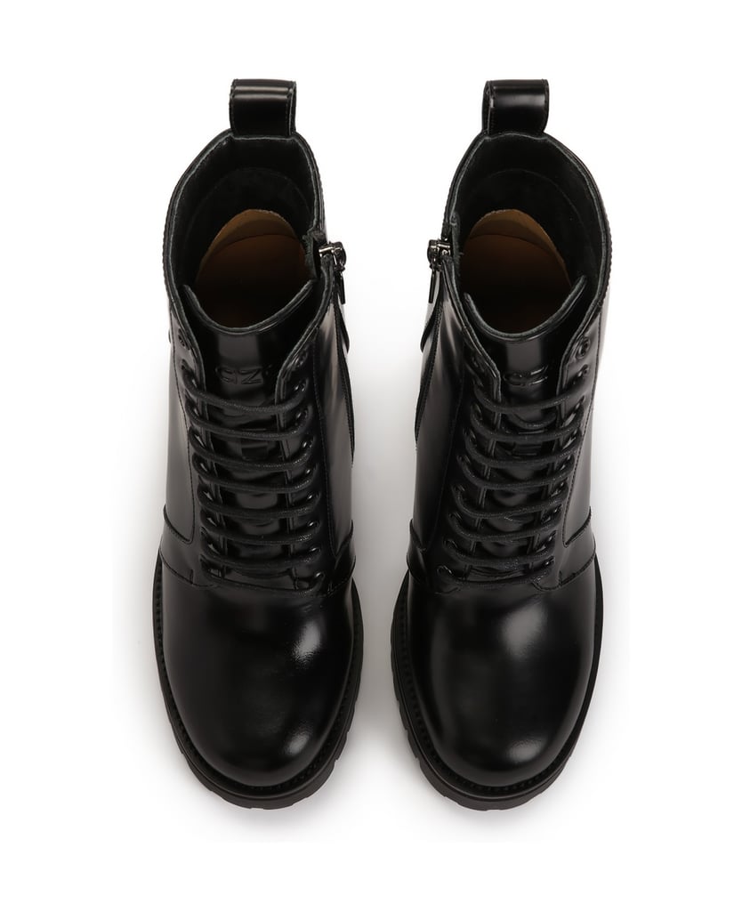 Kazar-Schnürstiefel-aus-Leder-auf-einem-hohen-Pfosten-schwarz
