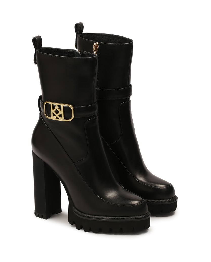 Kazar-Schwarze-KAZAR-Stiefel-mit-Monogramm-auf-einem-Pfosten-schwarz