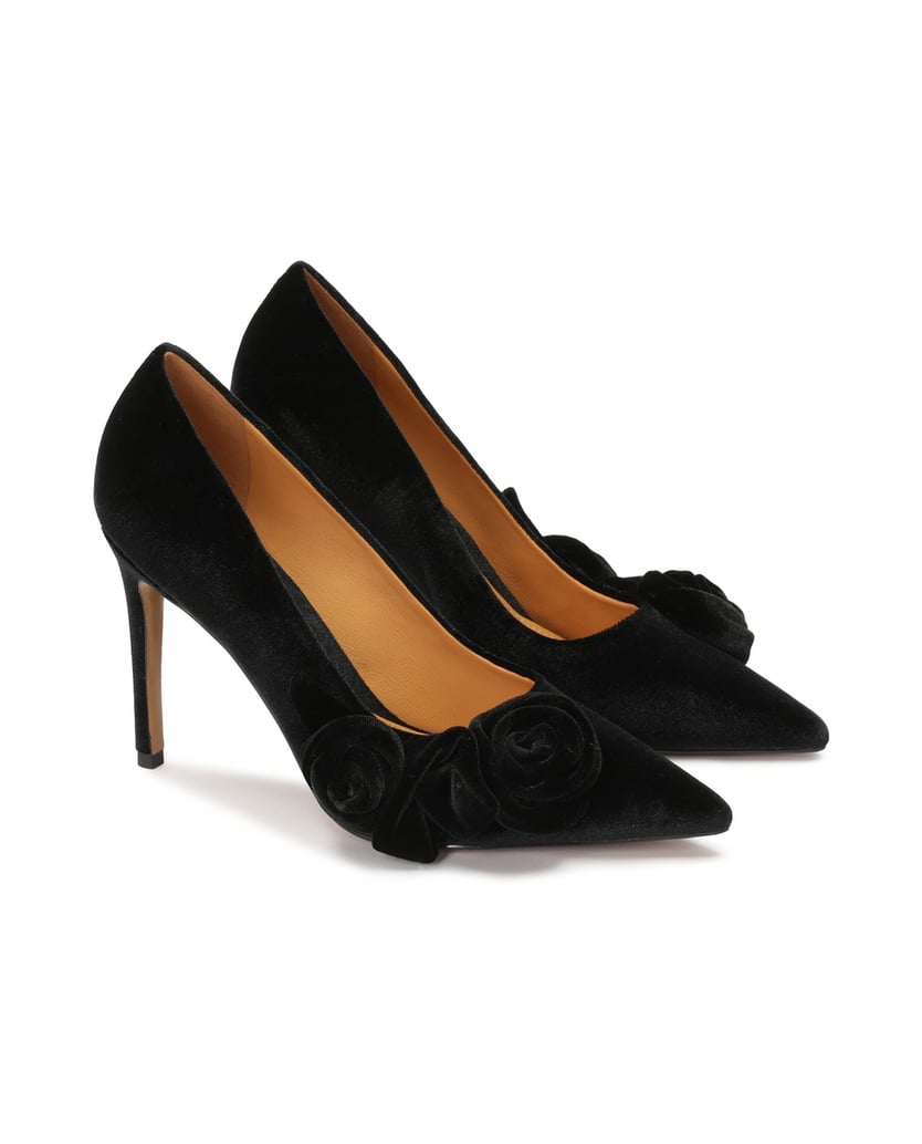 Kazar-Schwarze-Abendstilettos-mit-Blumen-schwarz