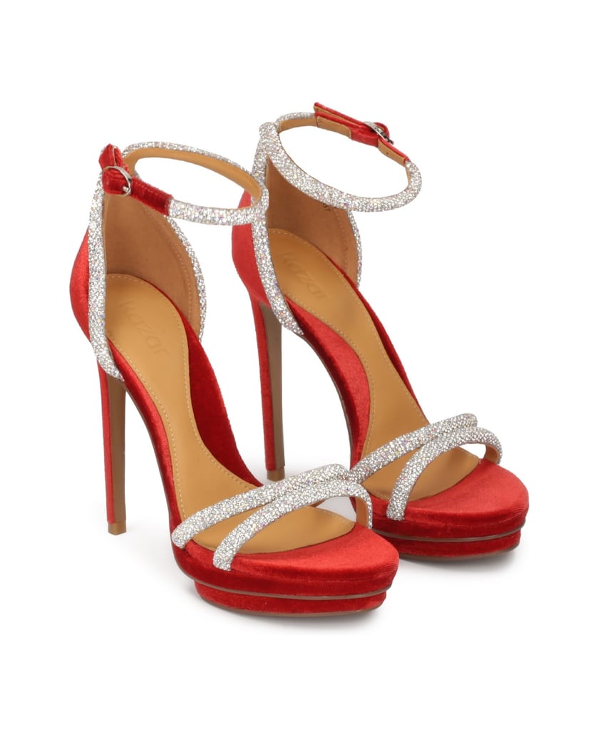 Kazar-Rote-Sandalen-mit-glänzenden-Riemen-rot