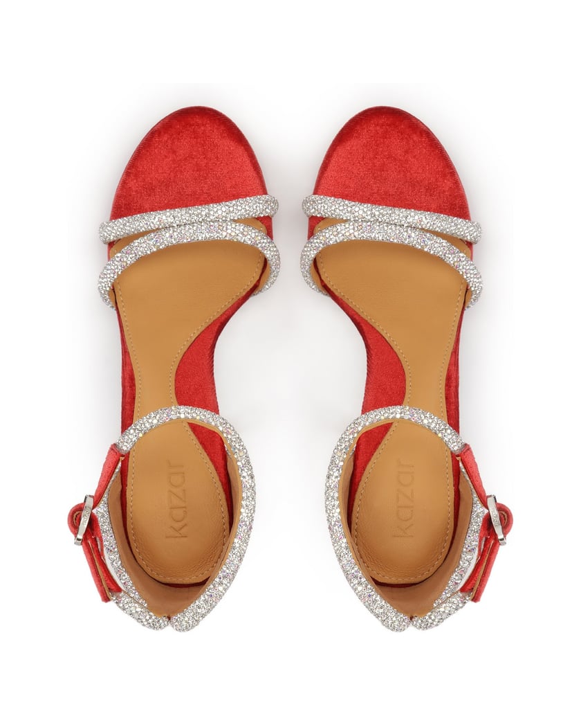 Kazar-Rote-Sandalen-mit-glänzenden-Riemen-rot