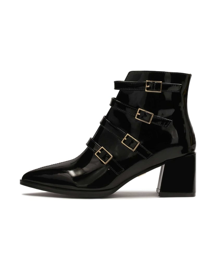 Kazar-Schwarze-Lacklederstiefel-mit-Schnallen-schwarz