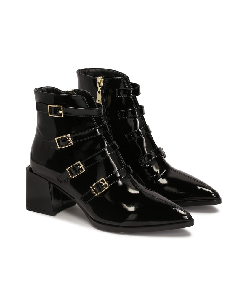 Kazar-Schwarze-Lacklederstiefel-mit-Schnallen-schwarz