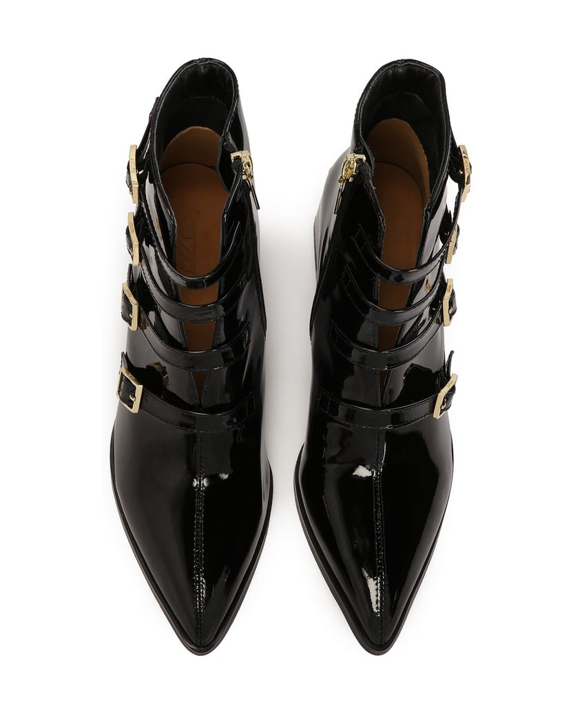 Kazar-Schwarze-Lacklederstiefel-mit-Schnallen-schwarz