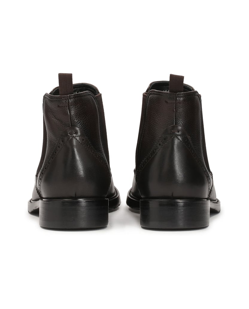 Kazar-Braune-Chelsea-Stiefel-aus-Leder-mit-Rosetten-Verzierung-braun