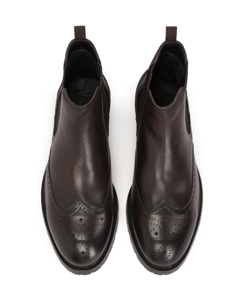 Kazar-Braune-Chelsea-Stiefel-aus-Leder-mit-Rosetten-Verzierung-braun
