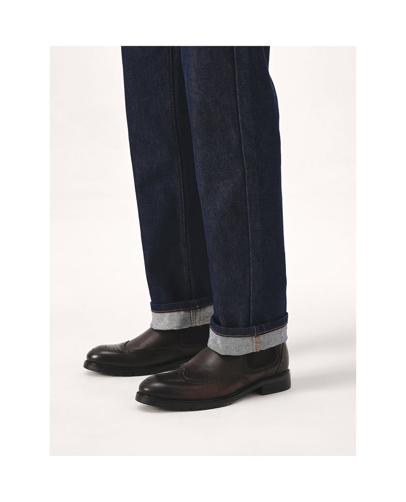Kazar-Braune-Chelsea-Stiefel-aus-Leder-mit-Rosetten-Verzierung-braun