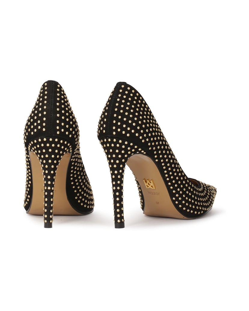 Kazar-Schwarze-Wildlederpumps-mit-goldenen-Nieten-schwarz