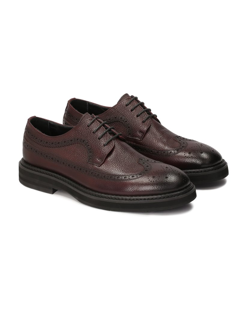 Kazar-Kastanienbraune-Brogue-Schuhe-aus-Naturleder-rot