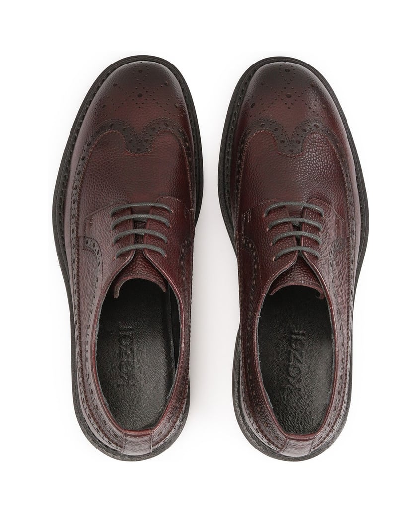 Kazar-Kastanienbraune-Brogue-Schuhe-aus-Naturleder-rot