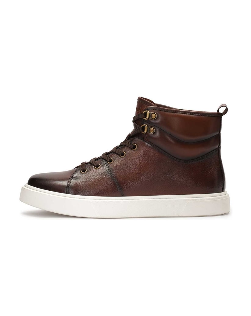 Kazar-Braune-Ledersneakers-mit-hohem-Schaft-braun