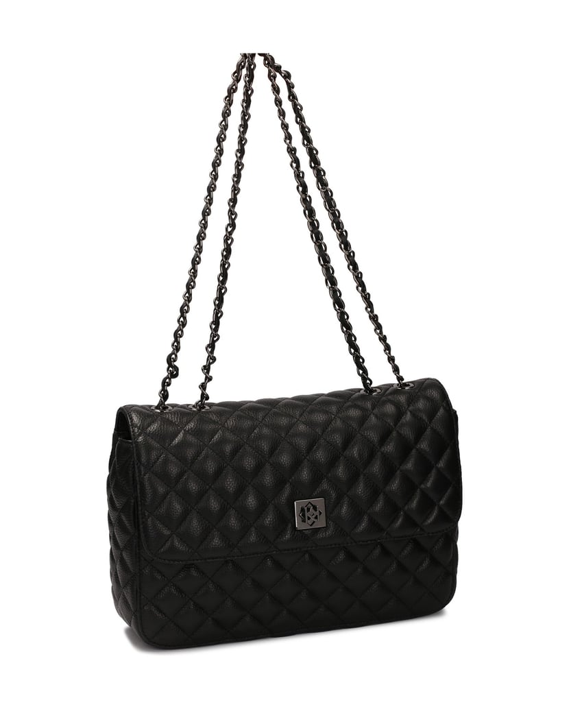 Kazar-Große-gesteppte-Handtasche-mit-Kette-schwarz