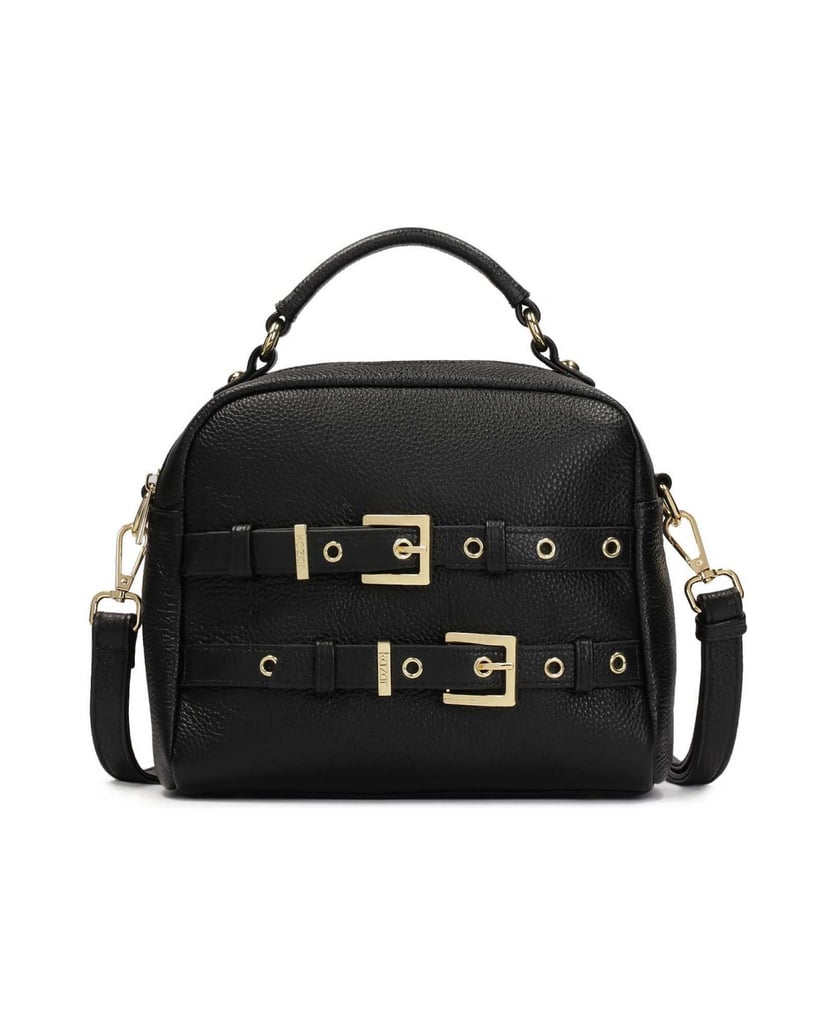 Kazar-Handtasche-mit-Griff-und-Riemen-mit-Schnallen-verziert-schwarz