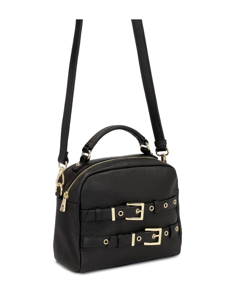 Kazar-Handtasche-mit-Griff-und-Riemen-mit-Schnallen-verziert-schwarz