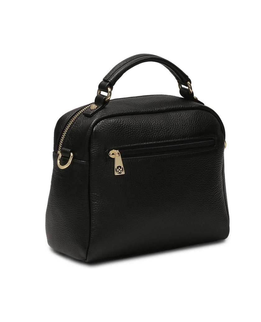 Kazar-Handtasche-mit-Griff-und-Riemen-mit-Schnallen-verziert-schwarz