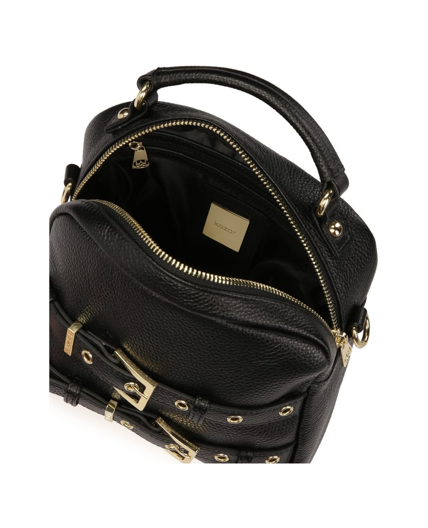 Kazar-Handtasche-mit-Griff-und-Riemen-mit-Schnallen-verziert-schwarz