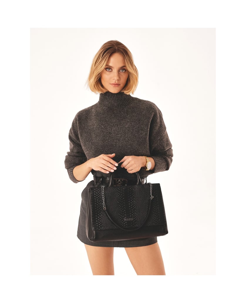 Kazar-Schwarze-Handtasche-mit-ungewöhnlicher-Form-schwarz