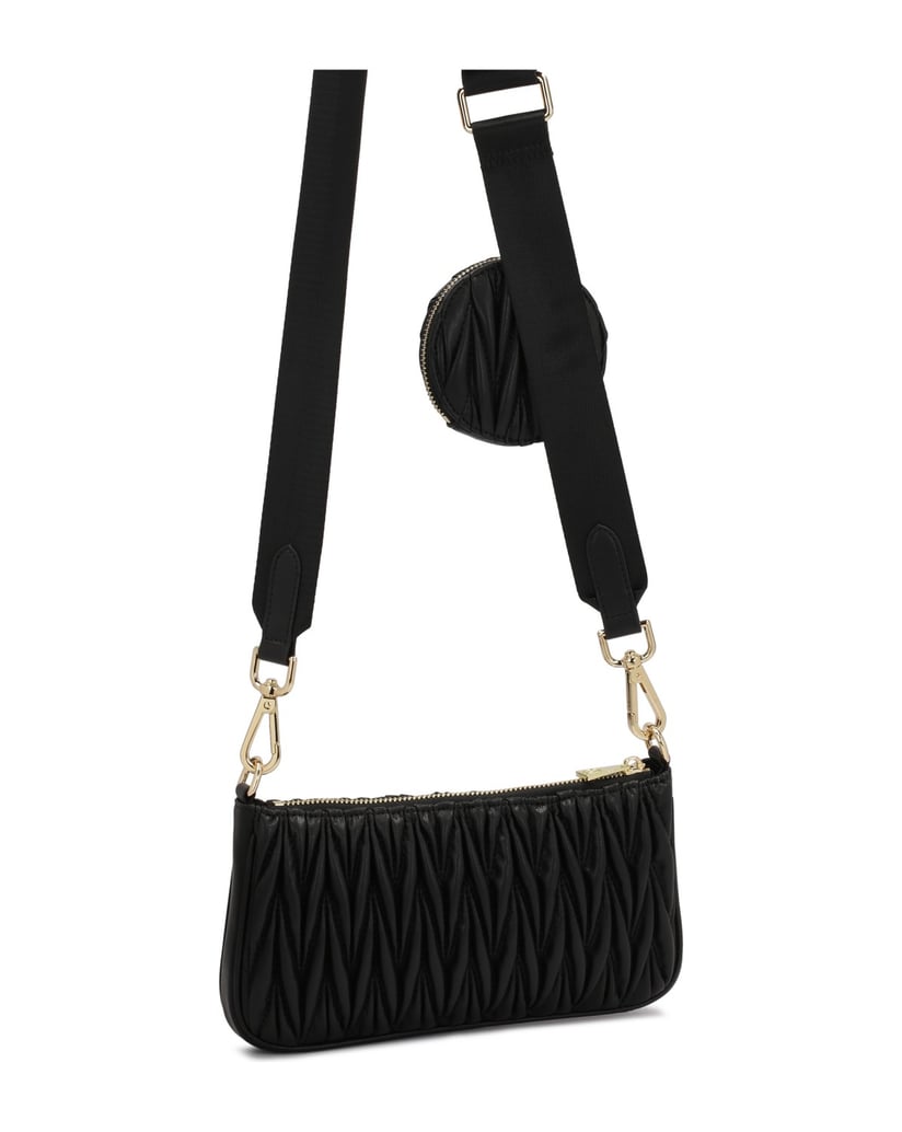 Kazar-Schwarze-dreiteilige-Handtasche-mit-auffälligem-Muster-schwarz