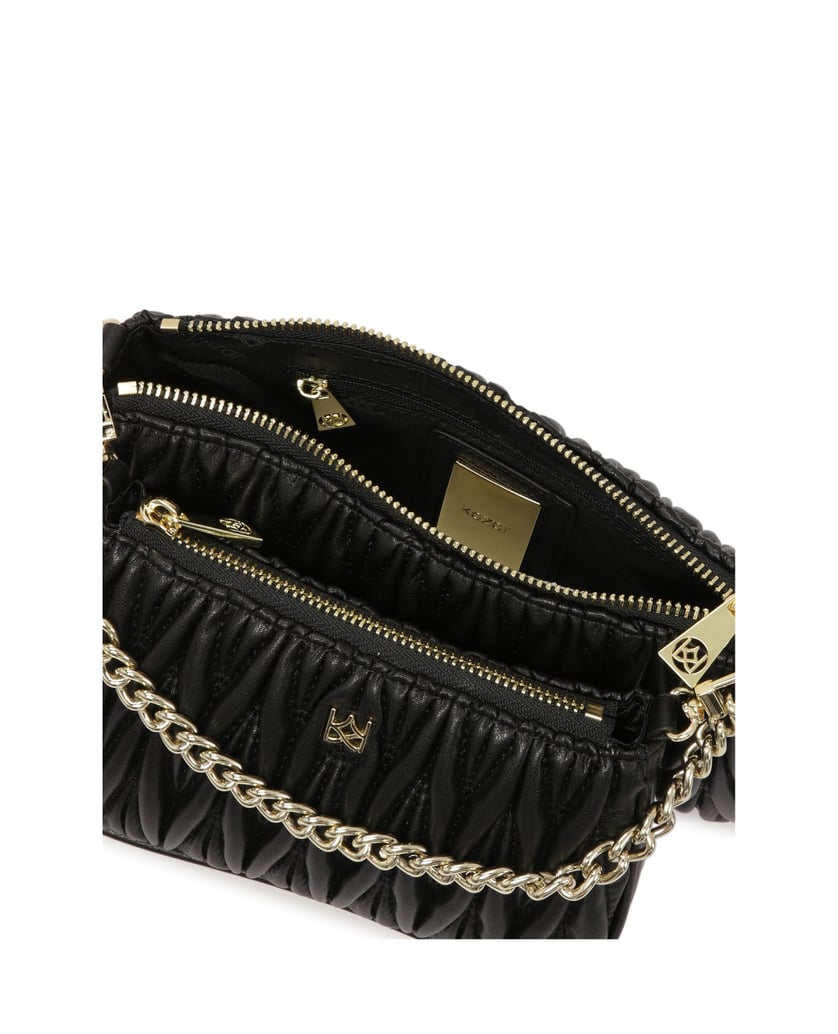 Kazar-Schwarze-dreiteilige-Handtasche-mit-auffälligem-Muster-schwarz