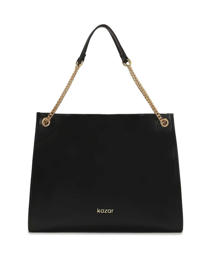 Kazar-Große-schlichte-Handtasche-mit-Schulterketten-schwarz