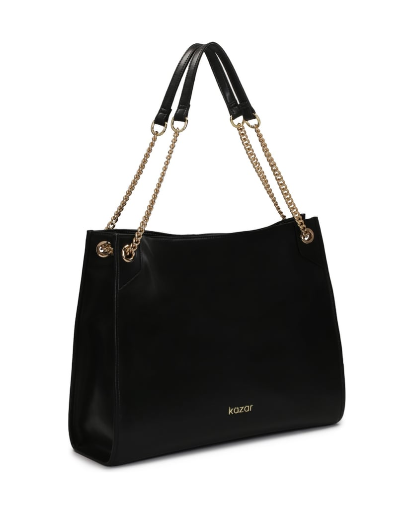 Kazar-Große-schlichte-Handtasche-mit-Schulterketten-schwarz