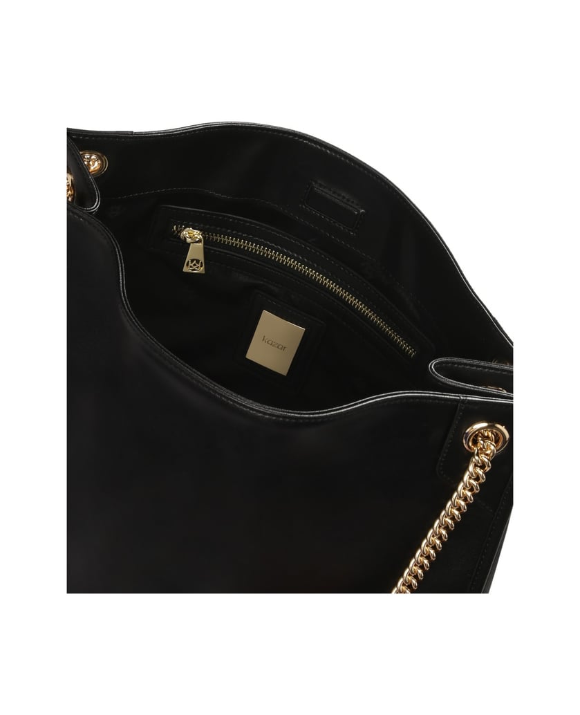 Kazar-Große-schlichte-Handtasche-mit-Schulterketten-schwarz