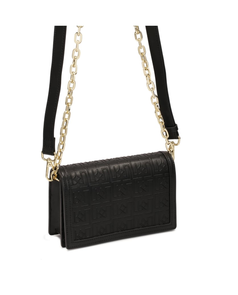 Kazar-Schwarze-Handtasche-mit-Monogramm,-Gürtel-und-Kette-schwarz