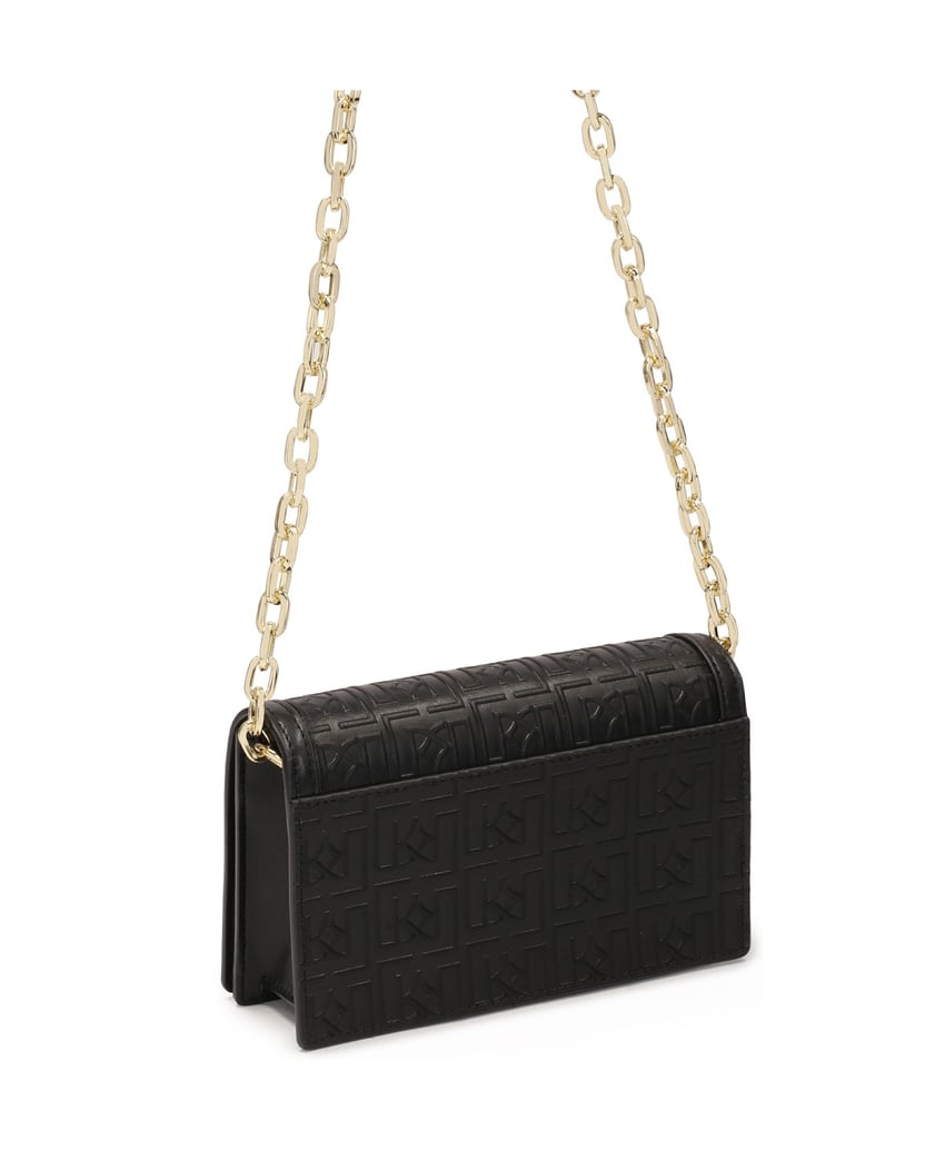 Kazar-Schwarze-Handtasche-mit-Monogramm,-Gürtel-und-Kette-schwarz
