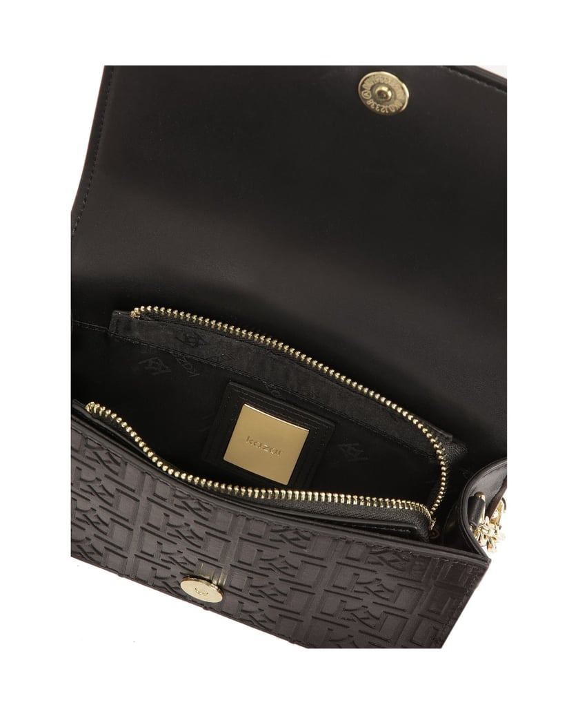Kazar-Schwarze-Handtasche-mit-Monogramm,-Gürtel-und-Kette-schwarz