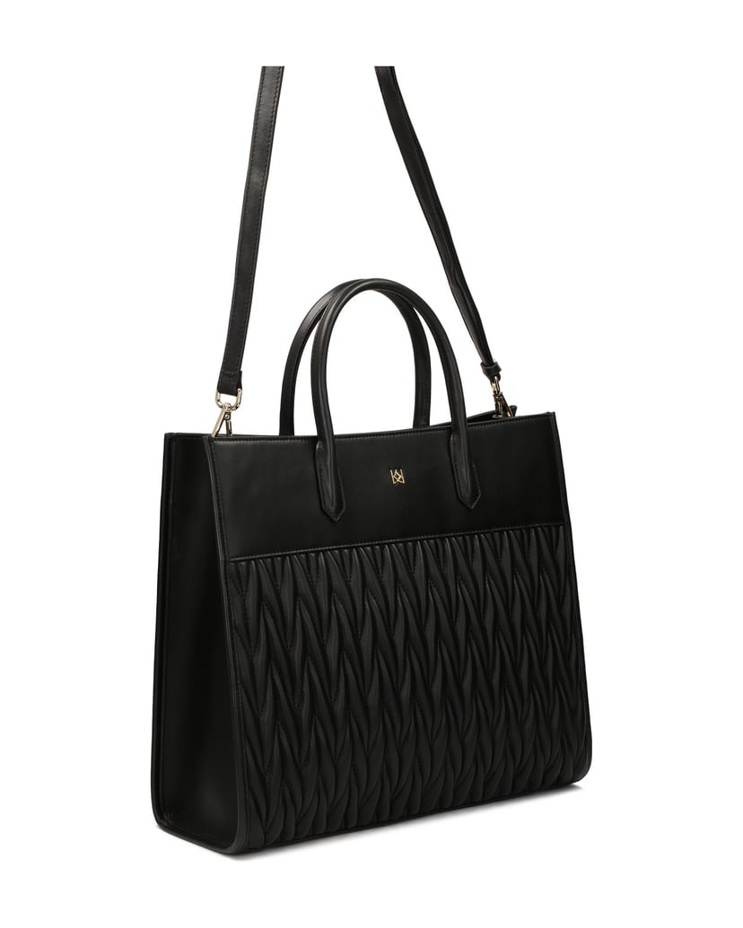 Kazar-Elegante-Business-Handtasche-mit-auffälliger-Steppung-schwarz