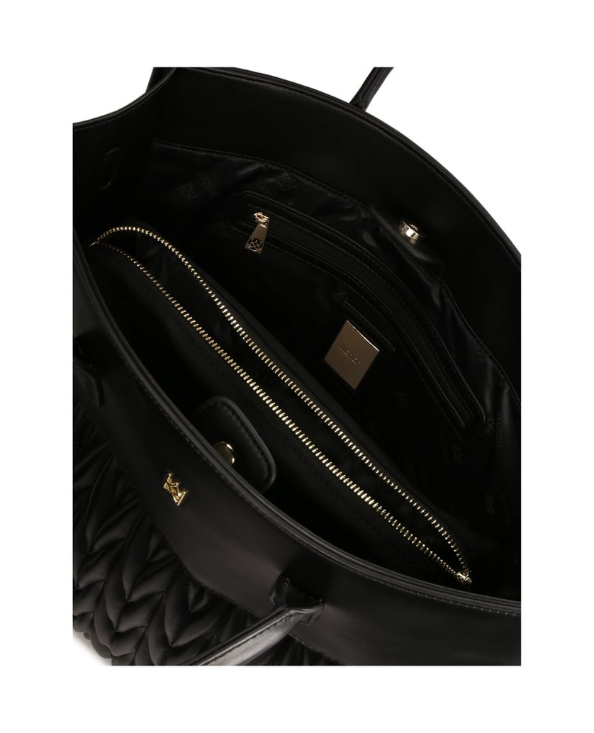Kazar-Elegante-Business-Handtasche-mit-auffälliger-Steppung-schwarz