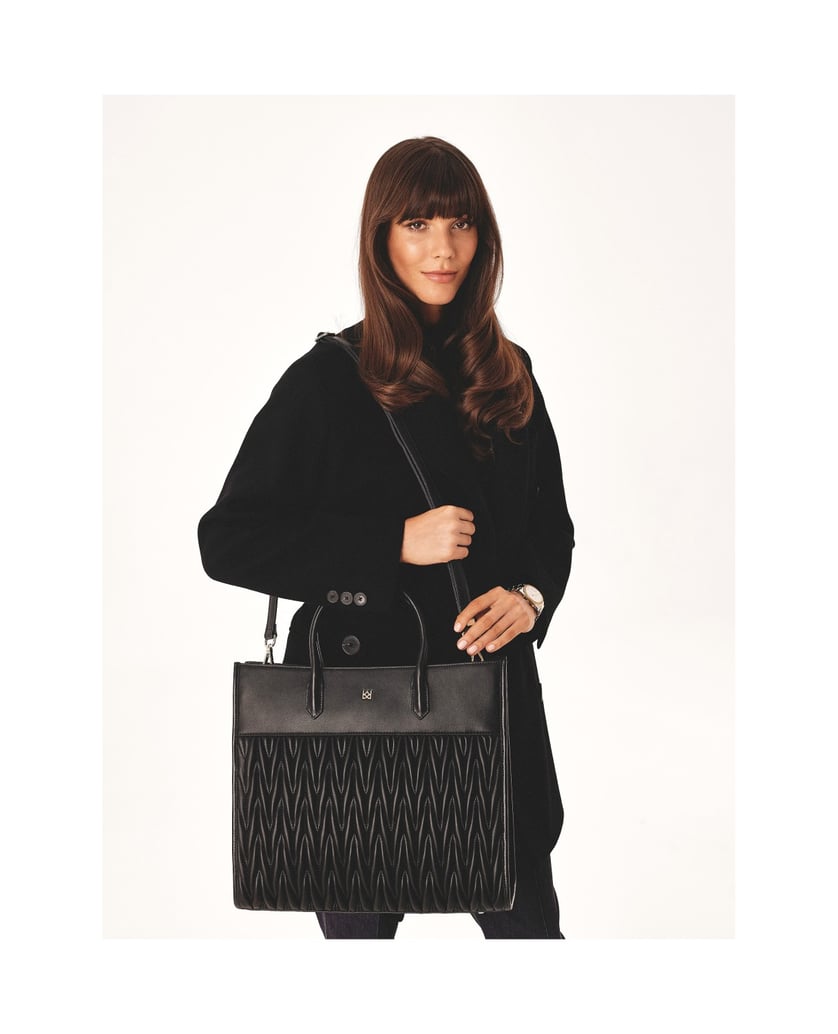 Kazar-Elegante-Business-Handtasche-mit-auffälliger-Steppung-schwarz