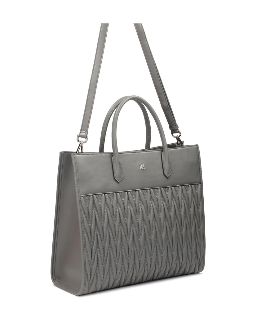 Kazar-Große-graue-Handtasche-mit-Griffen-und-gestepptem-Körper-grau