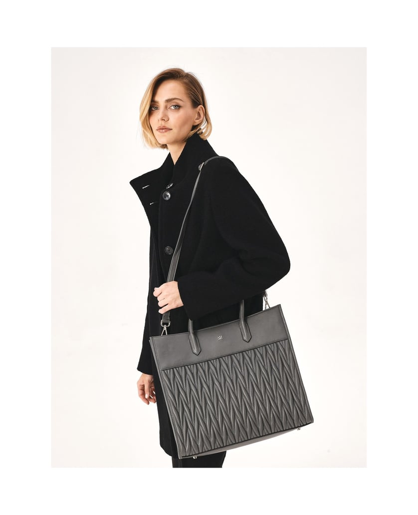 Kazar-Große-graue-Handtasche-mit-Griffen-und-gestepptem-Körper-grau