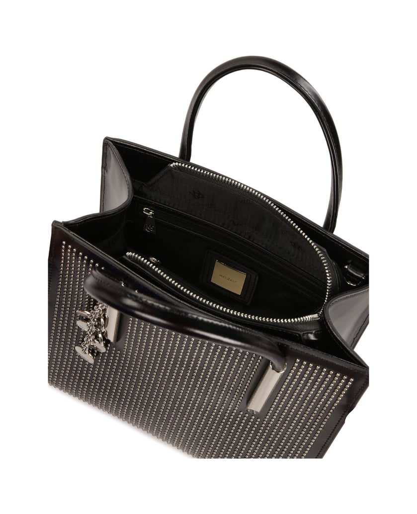 Kazar-Schwarze-Handtasche-mit-Schlüsselring,-verziert-mit-silbernen-Strasssteinen-schwarz