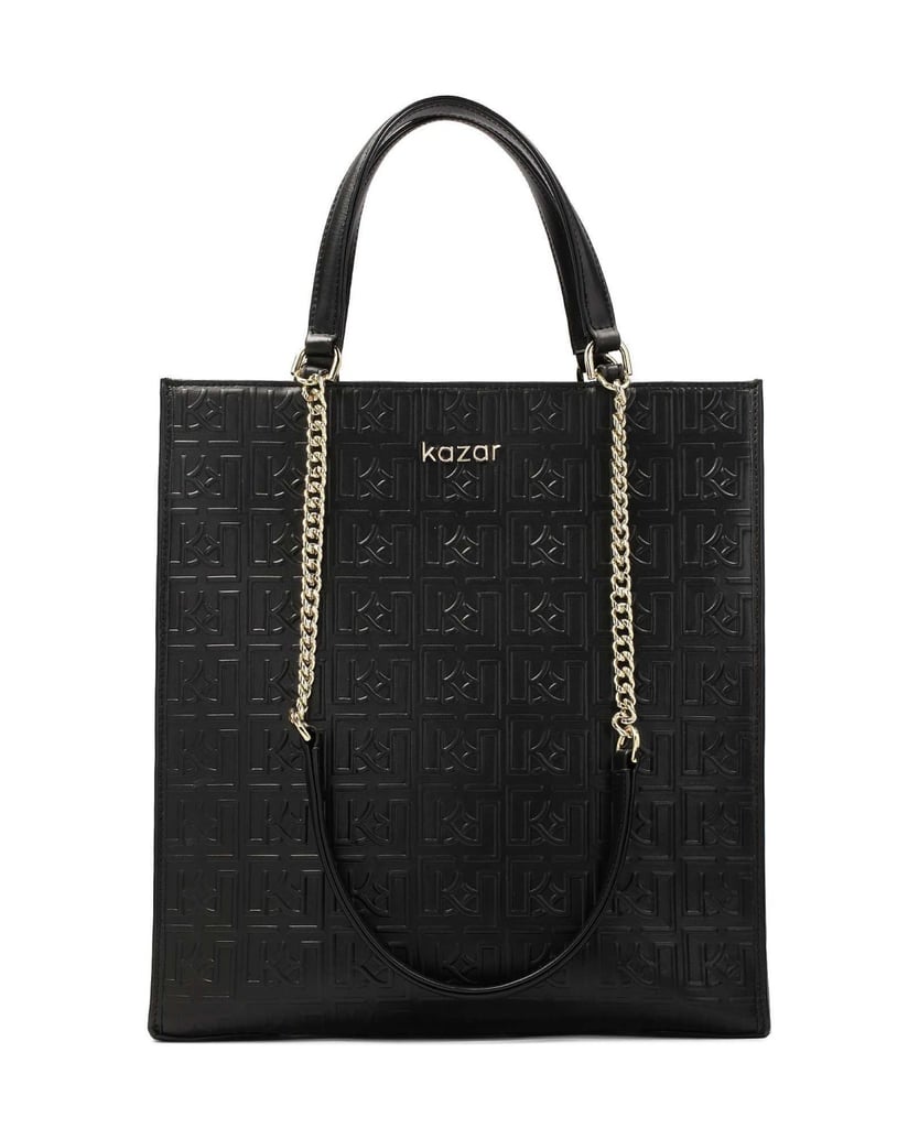 Kazar-Große-einfache-Handtasche-mit-geprägtem-Muster-schwarz
