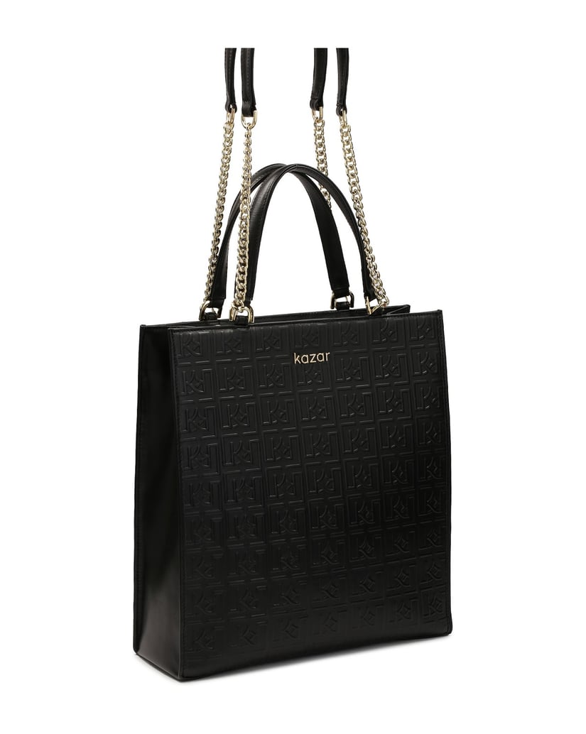 Kazar-Große-einfache-Handtasche-mit-geprägtem-Muster-schwarz
