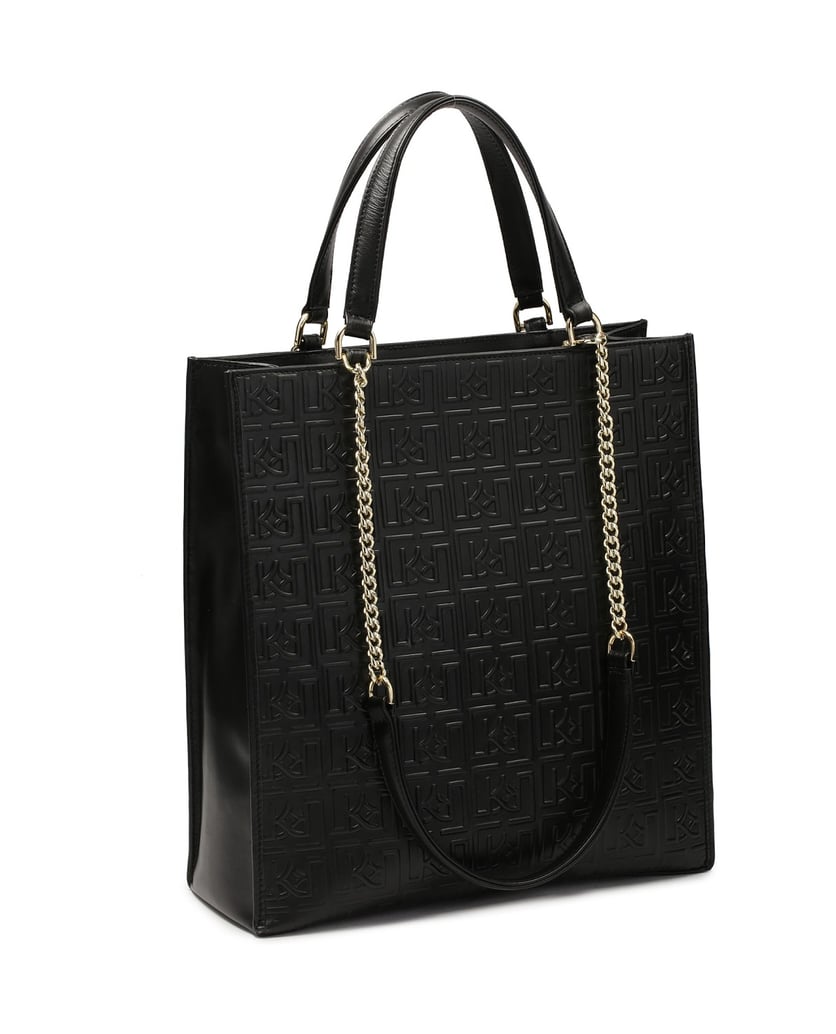 Kazar-Große-einfache-Handtasche-mit-geprägtem-Muster-schwarz