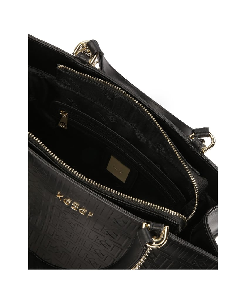 Kazar-Große-einfache-Handtasche-mit-geprägtem-Muster-schwarz