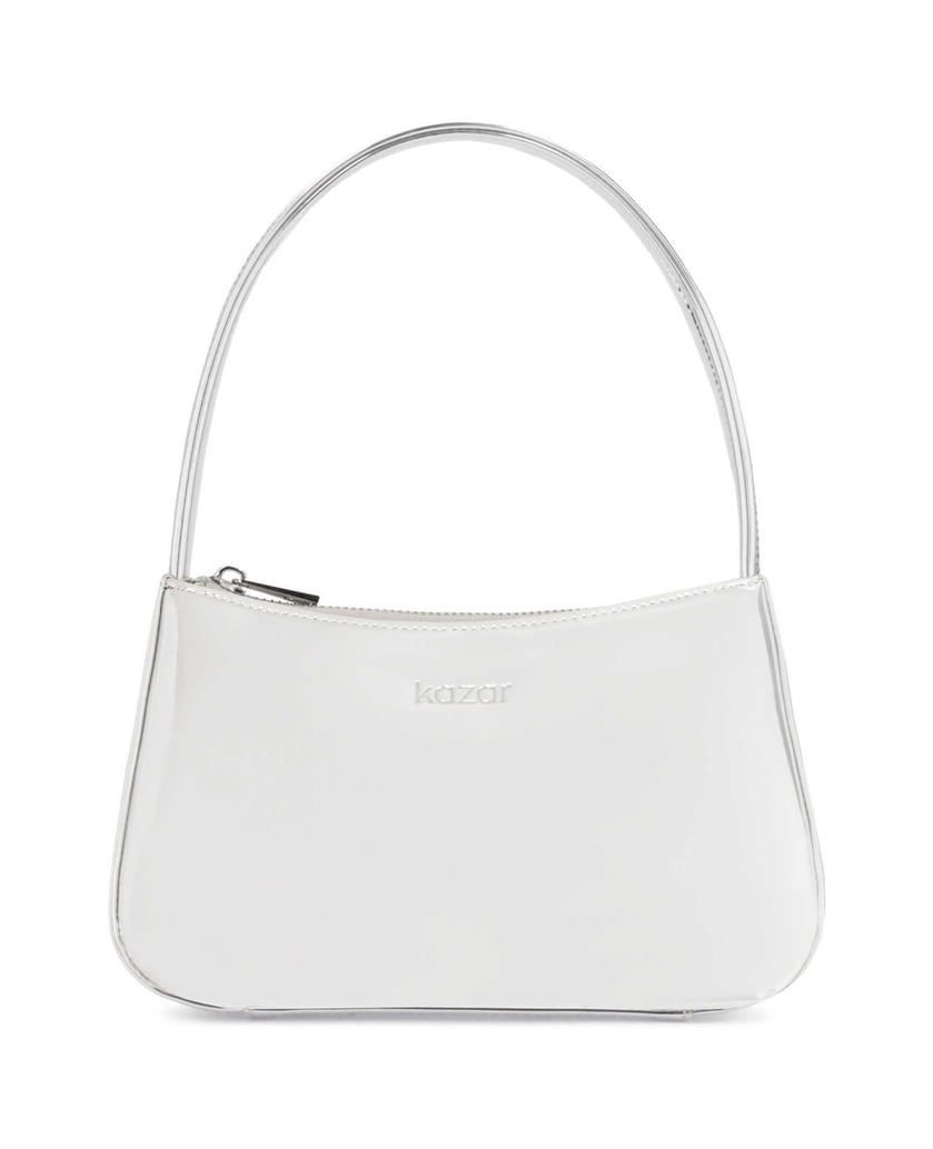 Kazar-Silberne-Baguette-Handtasche-aus-Leder-silber