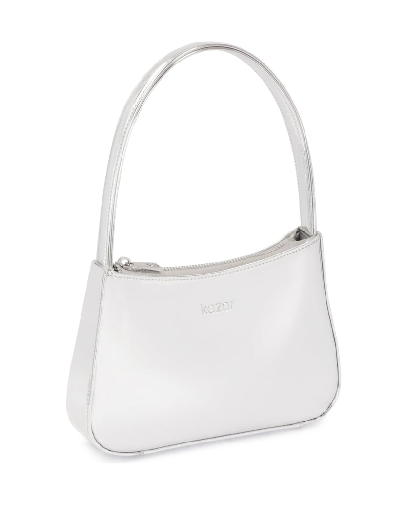 Kazar-Silberne-Baguette-Handtasche-aus-Leder-silber