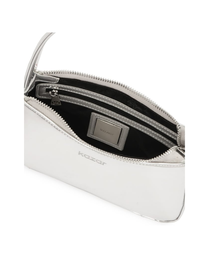 Kazar-Silberne-Baguette-Handtasche-aus-Leder-silber