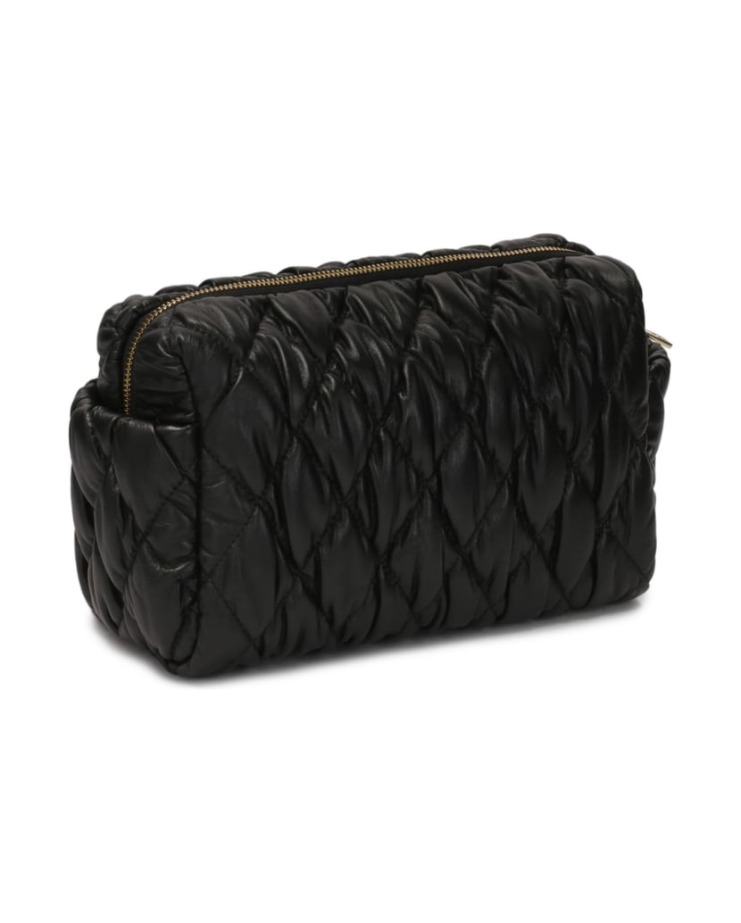 Kazar-Schwarze-Kosmetiktasche-aus-Leder-mit-Steppung-schwarz