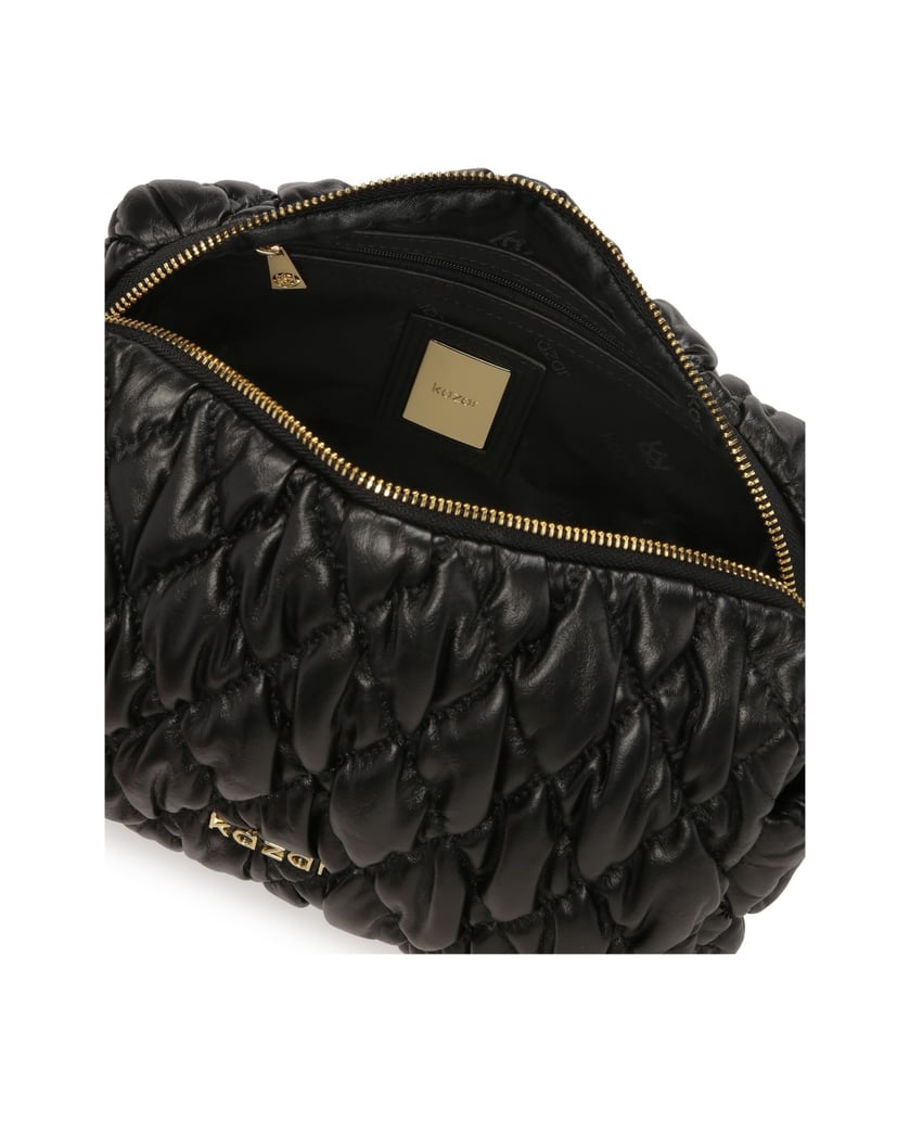 Kazar-Schwarze-Kosmetiktasche-aus-Leder-mit-Steppung-schwarz