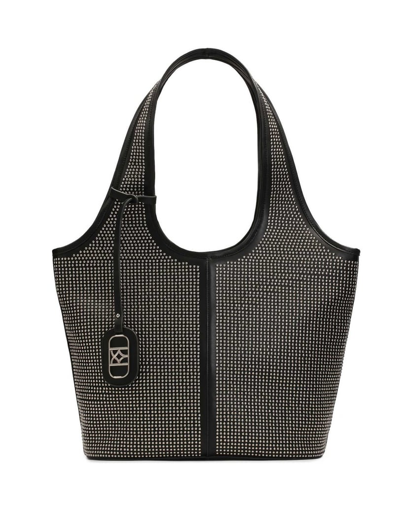 Kazar-Mit-kleinen-Metallnieten-verzierte-Hobo-Tasche-schwarz